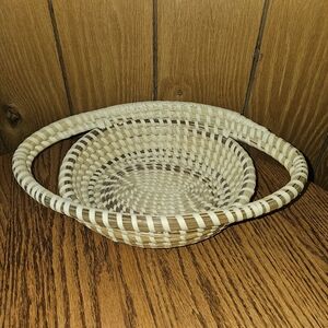 Handwoven Cream and Brown Basket